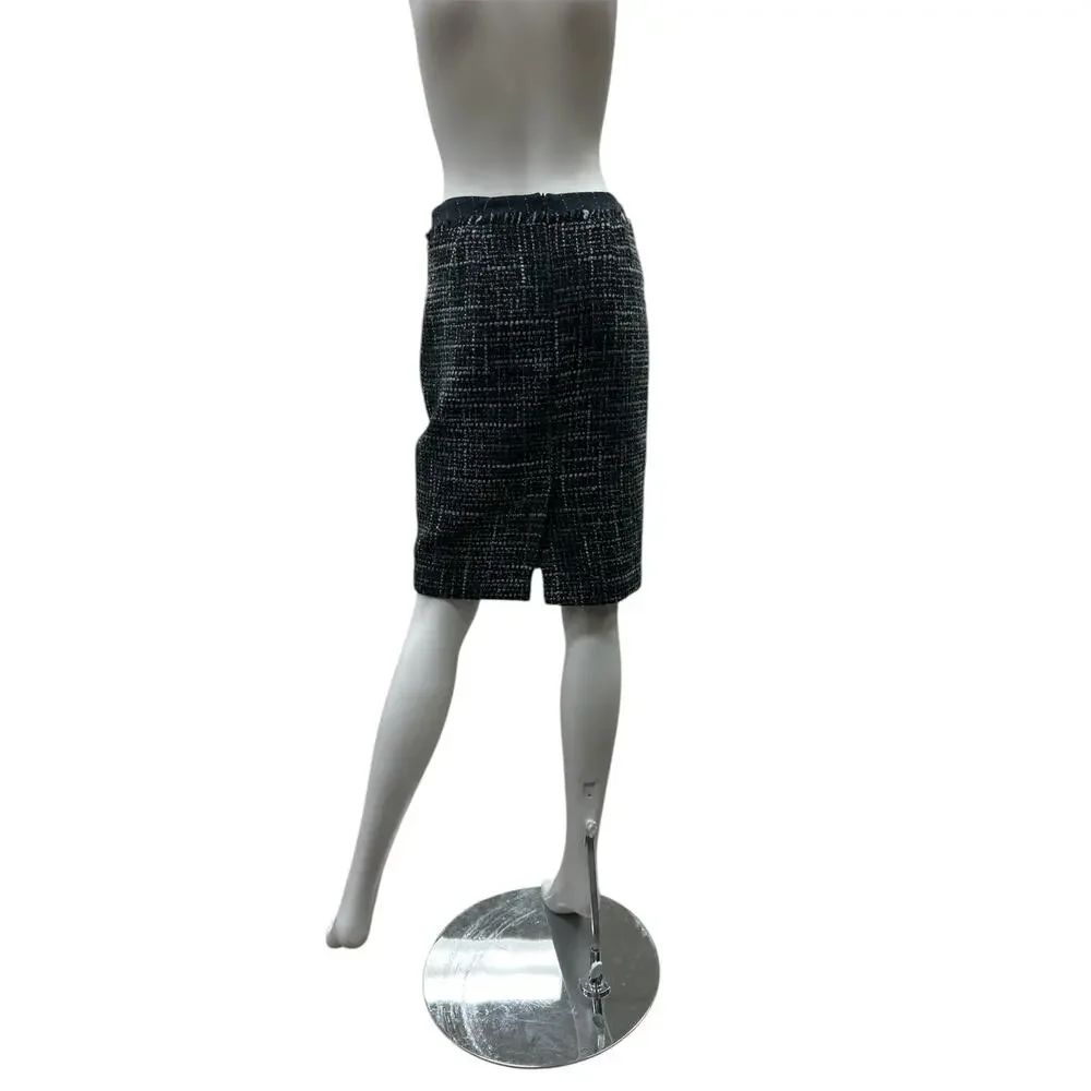 Trina Turk Skirt Women’s SZ 0 Lining With Lace Wool Blend Boucle Black Blue Gray